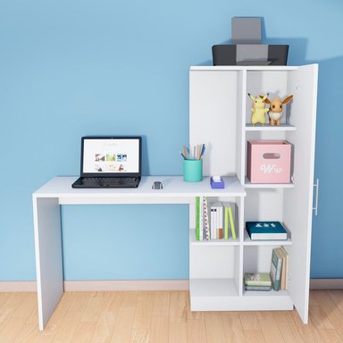 ESCRITORIO WONDER WOOD MUEBLERÍA BLANCO ORGANIZADOR ROBERT CON PUERTA - 2