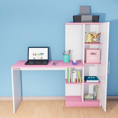 ESCRITORIO WONDER WOOD MUEBLERÍA BLANCO/ROSADO ORGANIZADOR ROBERT CON PUERTA - 2