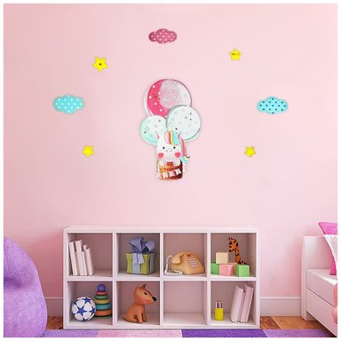 STICKER DECORATIVO INFANTIL 3D 40X30CM S77 UNICORNIO - 2