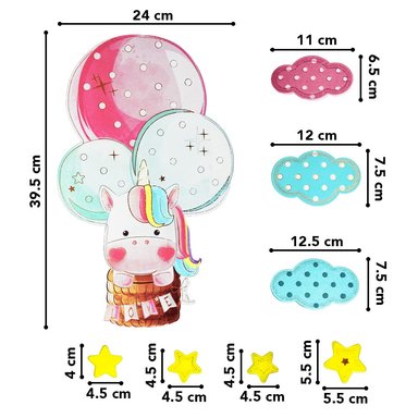 STICKER DECORATIVO INFANTIL 3D 40X30CM S77 UNICORNIO - 4