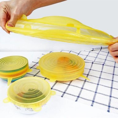 PACK 2 ACCESORIOS COCINA ANKAFA MULTICOLOR X 6 TAPAS SILICONA ELASTICAS TAPER - 2
