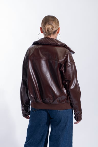CASACA LEATHER CUELLO TEXTURA - 4