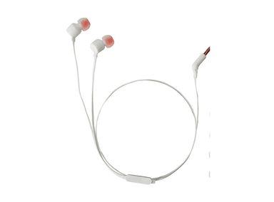 AUDÍFONOS JBL IN-EAR TUNE 110 CABLE PLANO CON MICRÓFONO CONECTOR 3.5MM COLOR BLANCO - 2