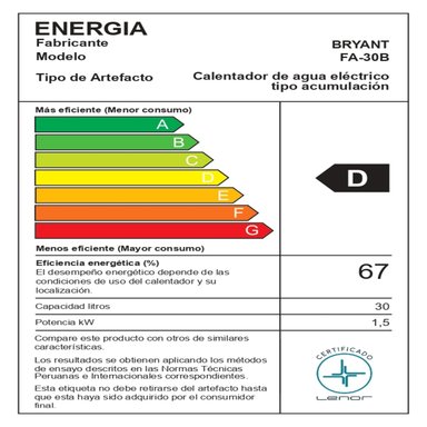 TERMA ELÉCTRICA 30 L BRYANT ZAFIRO | BLANCO - 6