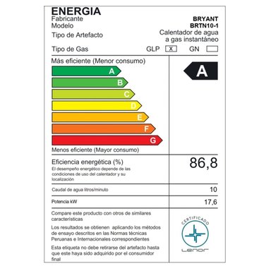 TERMA A GAS 10 L GLP BRYANT TIRO NATURAL | BLANCO - 6