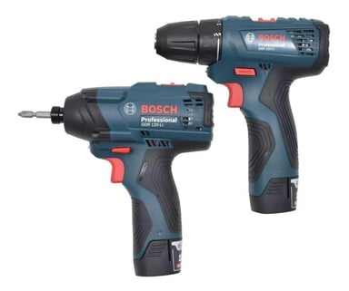 TALADRO ATORNILLADOR 3/8' + ATORNILLADOR DE IMPACTO 1/4' HEX 12V + 2 BAT 2.0AH Y CARG BOSCH - 2