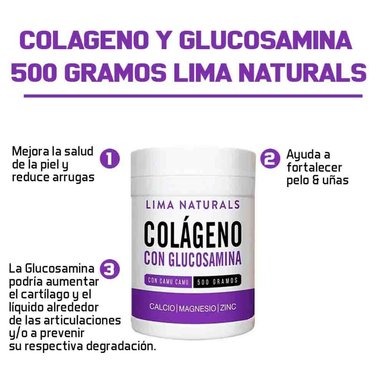 COLÁGENO LIMA NATURALS GLUCOSAMINA EN POLVO 500 G CON RAMOS - 2