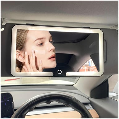 ESPEJO LED TÁCTIL PORTÁTIL PARA AUTO RECARGABLE 3 TONOS DE LUZ - 2