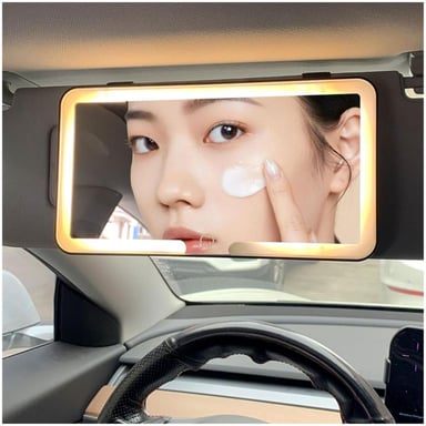 ESPEJO LED TÁCTIL PORTÁTIL PARA AUTO RECARGABLE 3 TONOS DE LUZ - 8