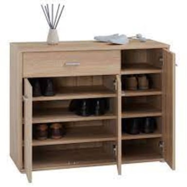 ZAPATERA R&R MUEBLES CAMILLE MARRÓN CLARO CON 3 PUERTAS Y 1 CAJÓN - 1