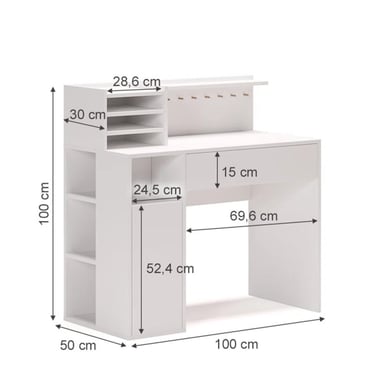 ESCRITORIO MODERNO R&R MUEBLES CHIYO 100 CM X 50 CM BLANCO - 3