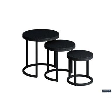 MESA LATERAL MODERNO TRIPLE TRAVIS NEGRO RYR MUEBLES - 2