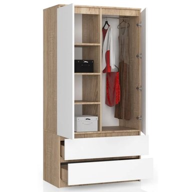 ROPERO R&R MUEBLES MODERNO REN 2 PUERTAS 2 CAJONES MULTICOLOR BLANCO MARRON - 2