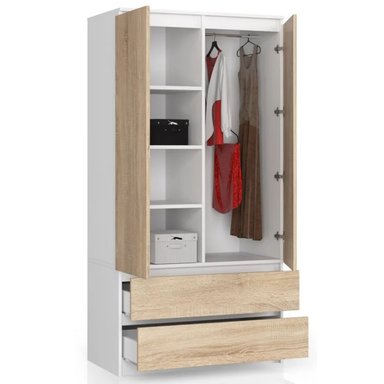 ROPERO R&R MUEBLES MODERNO 2 PUERTAS 2 CAJONES MULTICOLOR BLANCO MARRON - 2
