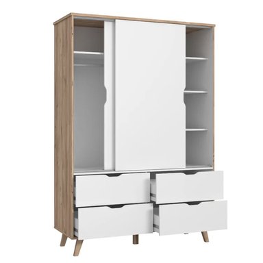 ROPERO R&R MUEBLES MODERNO MITO 2 PUERTAS 4 CAJONES MULTICOLOR BLANCO MARRON - 2