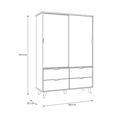 ROPERO R&R MUEBLES MODERNO MITO 2 PUERTAS 4 CAJONES MULTICOLOR BLANCO MARRON - 3