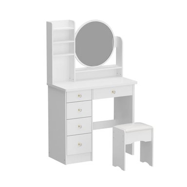 TOCADOR R&R MUEBLES MÁLAGA BLANCO CON BANQUETA MODERNO - 4