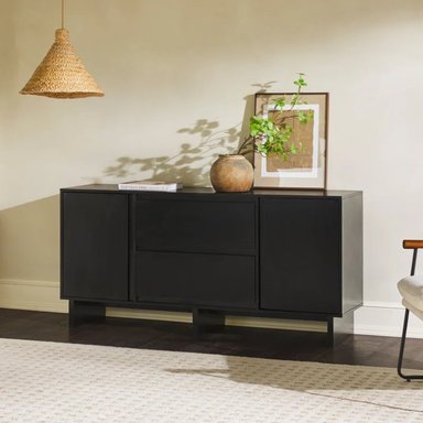 APARADOR R&R MUEBLES NEGRO MODERNO EMILIA 2 PUERTAS 2 CAJONES - 2