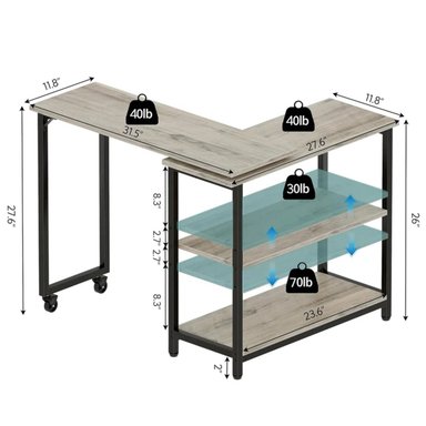 ESCRITORIO PLEGABLE R&R MUEBLES HITOMY 80 CM X 30 CM MARRÓN CLARO/NEGRO - 3