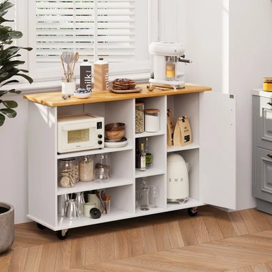 ISLA DE COCINA R&R MUEBLES VANIA CON RUEDAS BLANCO 1 PUERTA RYR MUEBLES - 2