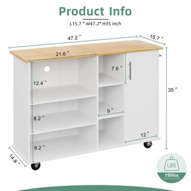 ISLA DE COCINA R&R MUEBLES VANIA CON RUEDAS BLANCO 1 PUERTA RYR MUEBLES - 4