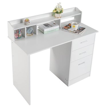 ESCRITORIO MODERNO R&R MUEBLES ADAMS 110 CM X 50 CM BLANCO ORGANIZADOR 3 CAJONES - 3