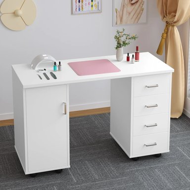 ESCRITORIO R&R MUEBLES MERLIN 120 CM X 47.5 CM BLANCO CON RUEDAS - 1