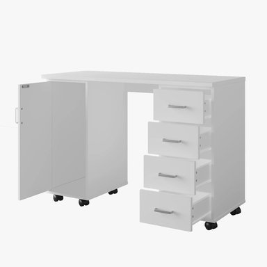 ESCRITORIO R&R MUEBLES MERLIN 120 CM X 47.5 CM BLANCO CON RUEDAS - 2