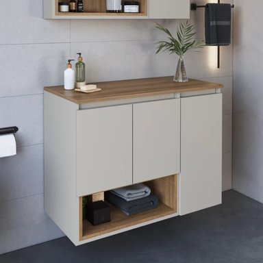 MUEBLE DE BAÑO SAIMORI BLANCO Y MARRÓN RYR MUEBLES - 1