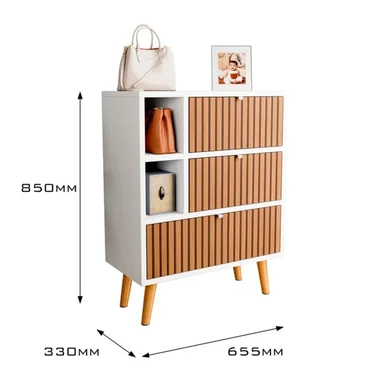 ZAPATERA R&R MUEBLES CISQUA MODERNA BLANCO Y MARRÓN - 3