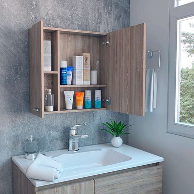 GABINETE MUEBLE DE BAÑO ANGEL MIEL 2 PUERTAS Y ESPEJO RYR MUEBLES - 2