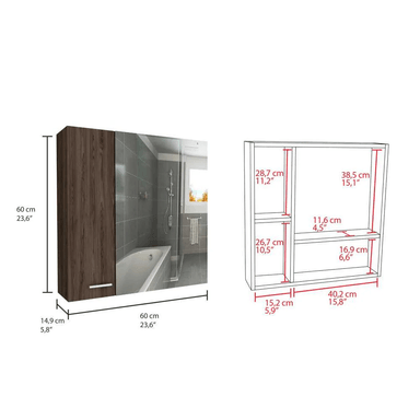 GABINETE MUEBLE DE BAÑO ELBA COÑAC 2 PUERTAS Y ESPEJO RYR MUEBLES - 3