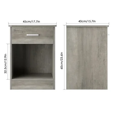PACK DE 2 VELADORES MODERNOS ATENEA 1 CAJÓN GRIS RYR MUEBLES - 3