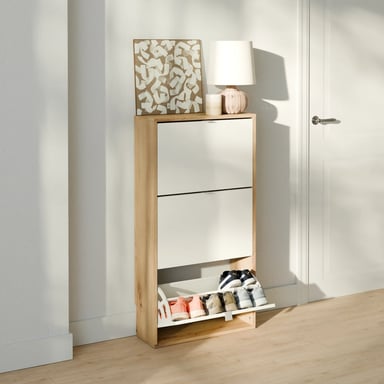 ZAPATERA CON CORTE PARA ZÓCALO LUCÍA 3 PUERTAS BLANCO/DUNA RYR MUEBLES - 2