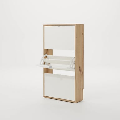ZAPATERA CON CORTE PARA ZÓCALO LUCÍA 3 PUERTAS BLANCO/DUNA RYR MUEBLES - 4