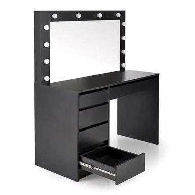 TOCADOR MODERNO CON ESPEJO Y LUZ LED TATIANA NEGRO RYR MUEBLES - 4