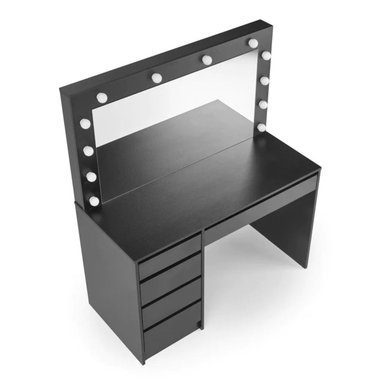 TOCADOR MODERNO CON ESPEJO Y LUZ LED TATIANA NEGRO RYR MUEBLES - 6