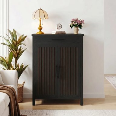 ZAPATERA MODERNA DOMENICO 2 PUERTAS 1 CAJÓN NEGRO RYR MUEBLES - 1