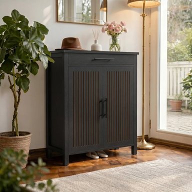 ZAPATERA MODERNA DOMENICO 2 PUERTAS 1 CAJÓN NEGRO RYR MUEBLES - 4