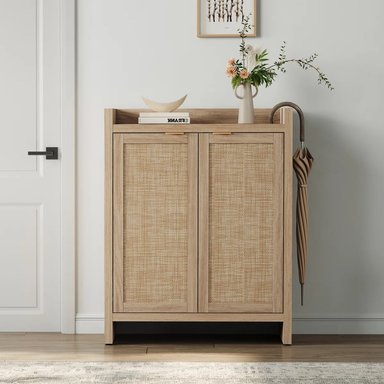ZAPATERA NÓRDICA OFELIA ROVERE 2 PUERTAS CON RATÁN RYR MUEBLES - 1