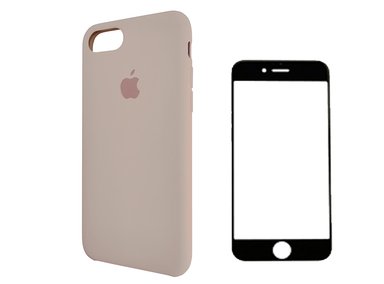 CASE IPHONE 6 6S SILICONA NUDE + MICA VIDRIO COMPLETO - 1