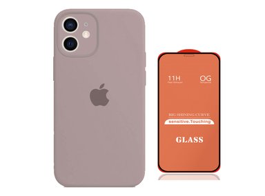 CASE IPHONE 11 SILICONA P/CÁMARA NUDE + MICA VIDRIO COMPLETO - 1