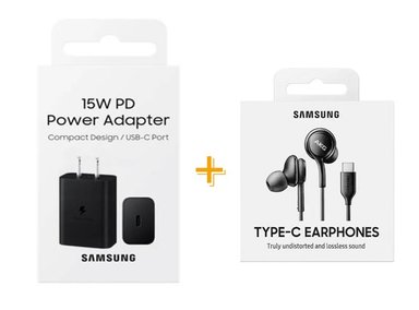 ADAPTADOR SAMSUNG CARGADOR 15W + AUDIFONOS AKG TIPO-C ORIGINAL - 1