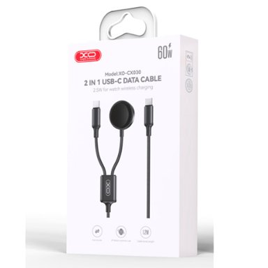 CARGADOR INALÁMBRICO XO CX030 PARA APPLE WATCH CON CABLE USB-C A C - NEGRO - 3