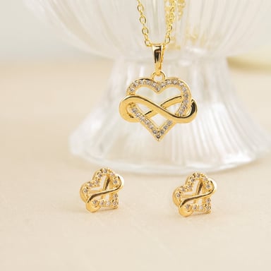 SET CORAZÓN INFINITO DORADO ACERO - 2