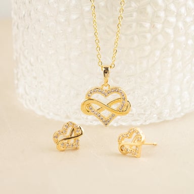 SET CORAZÓN INFINITO DORADO ACERO - 3