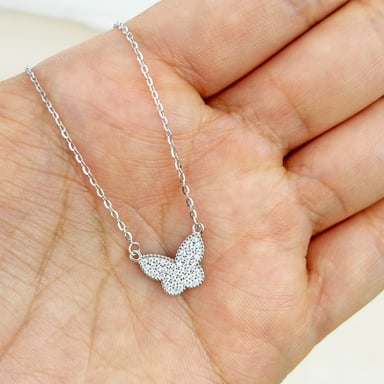 COLLAR MARIPOSA CIRCONES PLATEADO PLATA - 3