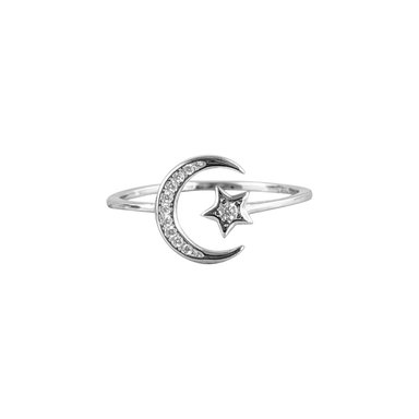 ANILLO LUNA Y ESTRELLA REGULABLE PLATA - 1