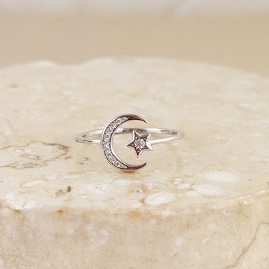 ANILLO LUNA Y ESTRELLA REGULABLE PLATA - 4