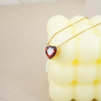 COLLAR CORAZÓN RUBI DORADO ACERO - 2